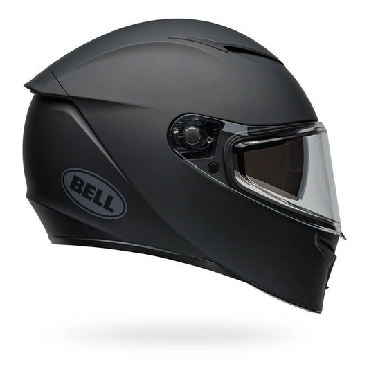 Black motorcycle helmet with clear visor. BELL LITHIUM MT FULL FACE HELMET