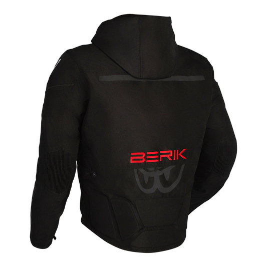 Berik Star Hoodie - Black / Fluro Red