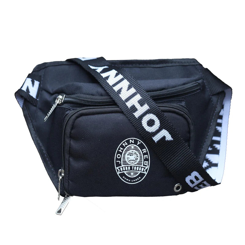 JOHNNY REB LOGO CANVAS HIP BAG - BLACK