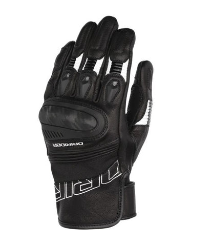 Black and white Dririder motorcycle glove. short cuff. Dririder Torque Leather Gloves