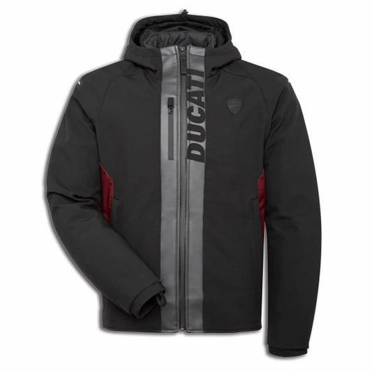Ducati c3 mens jacket. softshell black ducati jacker with red and reflective tabs. 