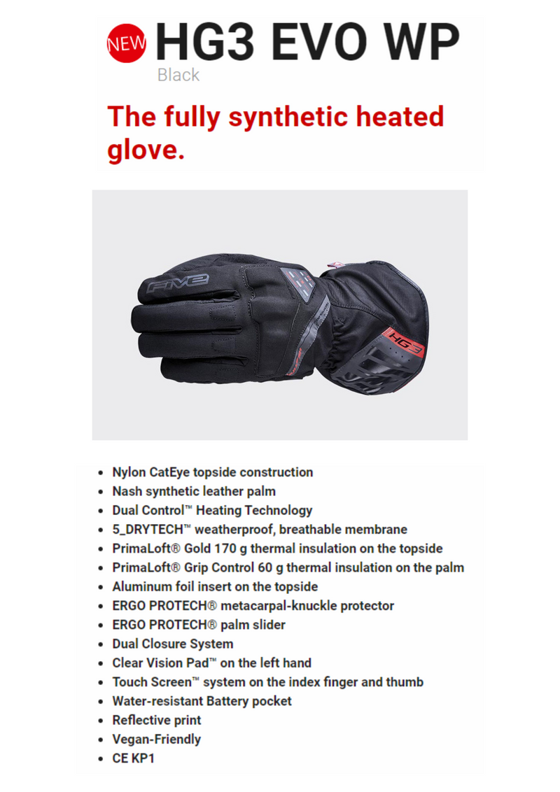 HOUSE OF MOTORCYCLES | HG3 EVO WP FIVE HEATED GLOVES | FIVE