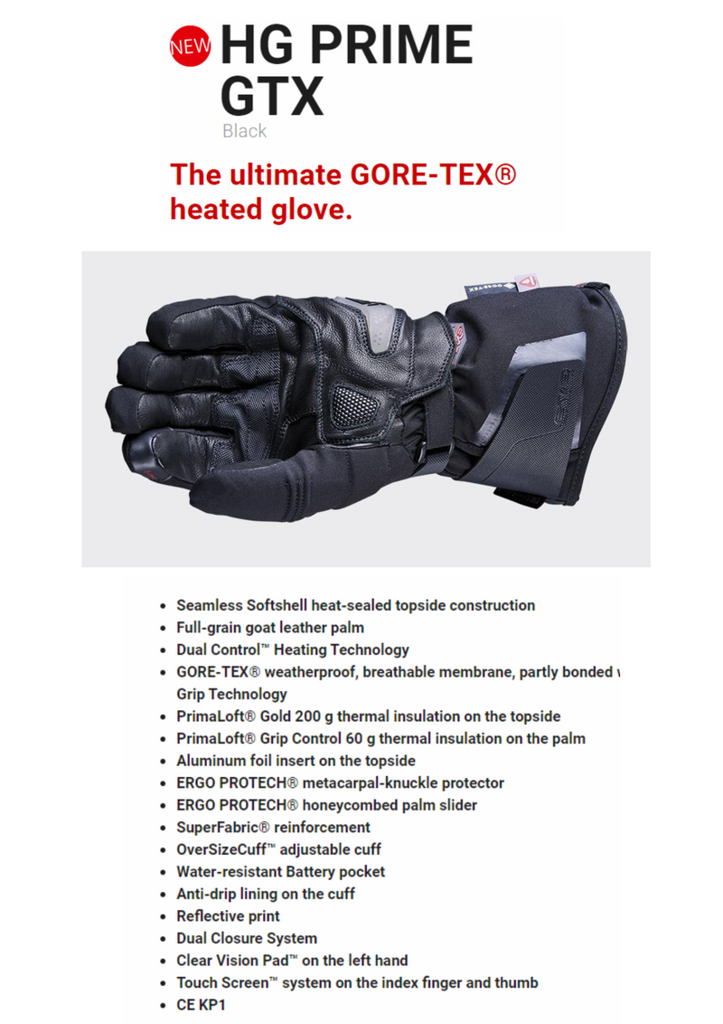 HOUSE OF MOTORCYCLES | HG PRIME GTX HEATED GLOVES | FIVE