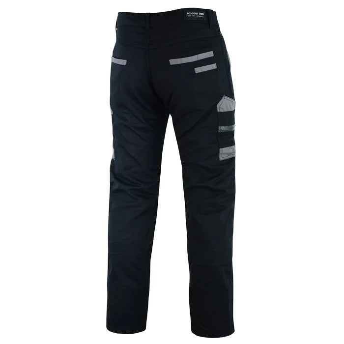 Johnny Reb Men's Protective Tradie Pants. motorcycle pants. motorcycle jeans. kevlar lined armoured pants.