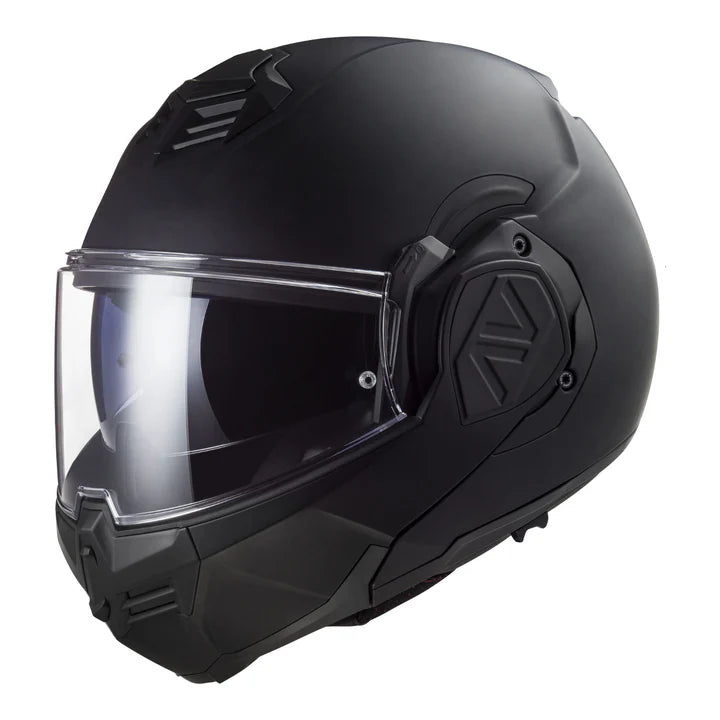 LS2 FF906 ADVANT HELMET MATTE BLK. black modular helmet with 180 rotation chin