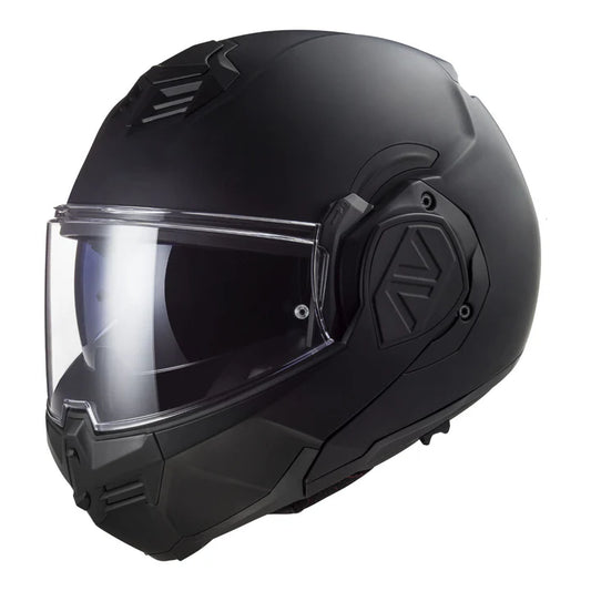 LS2 FF906 ADVANT HELMET MATTE BLK. black modular helmet with 180 rotation chin