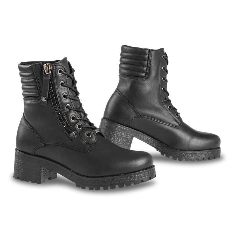 ladies black leather boots with zippers. motorcycle boots women. MISTY 2 falco