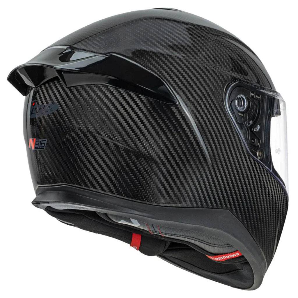 Black carbon fiber motorcycle helmet. Nitro 916 