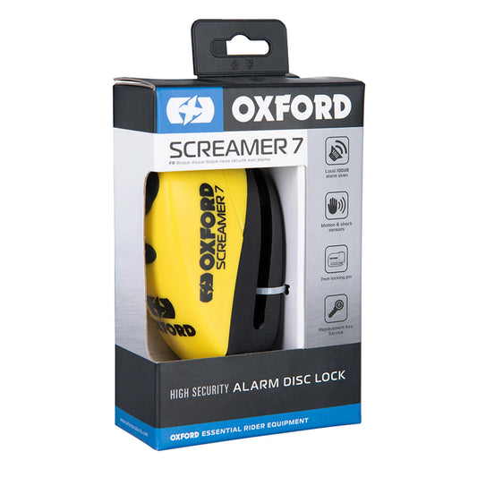 OXFORD SCREAMER 100DB ALARM DISC LOCK - YELLOW/BLACK