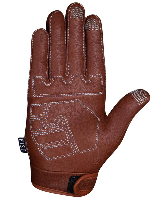 FIST TAN ROAD WARRIOR GLOVES. TAN BROWN LEATHER MOTORCYCLE GLOVES