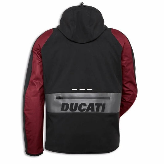 Ducati c3 mens jacket. softshell black ducati jacker with red and reflective tabs. 