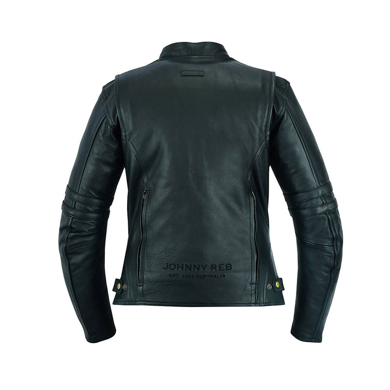 House of Motorcycle Tasmania Johnny Reb Womens Hawkbury Leather Jacket Black - Back